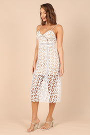 Petal and Pup USA DRESSES Franque Midi Lace Dress - White Lace