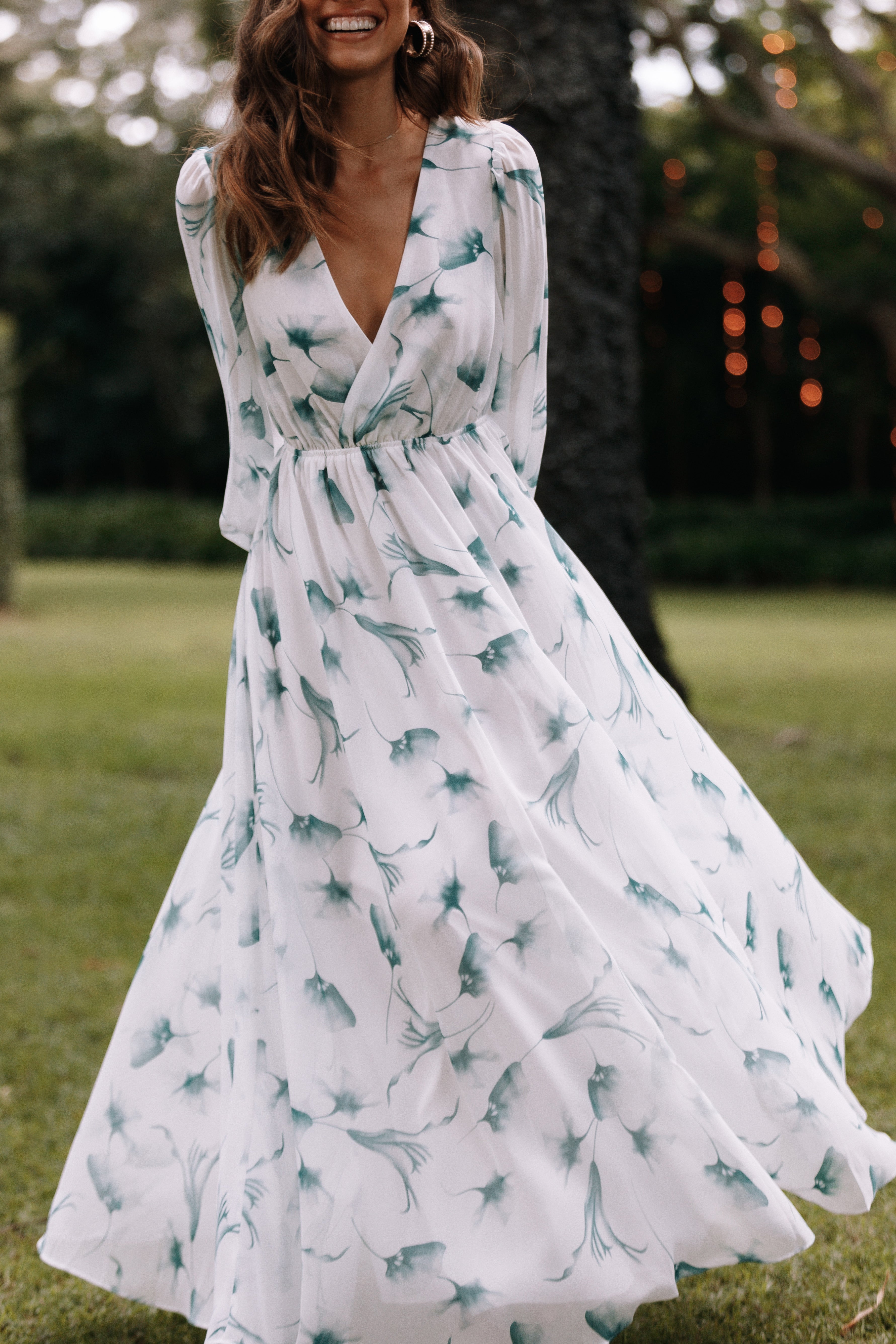 White flower maxi dress Clearance
