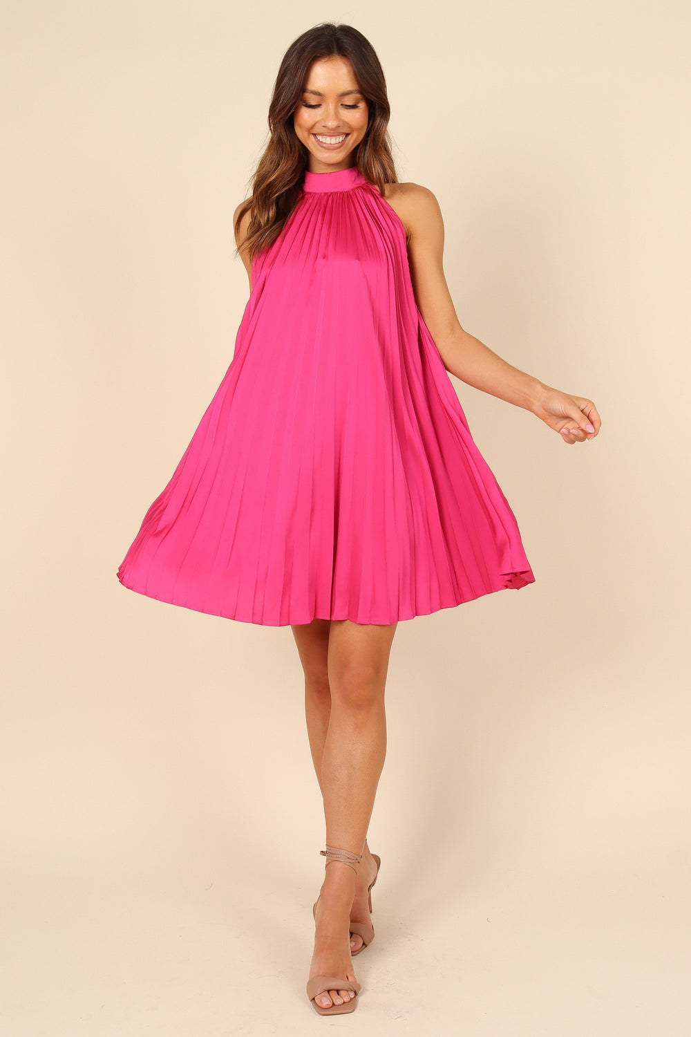 Petal and Pup USA DRESSES Ginnee Pleated Mini Dress - Hot Pink