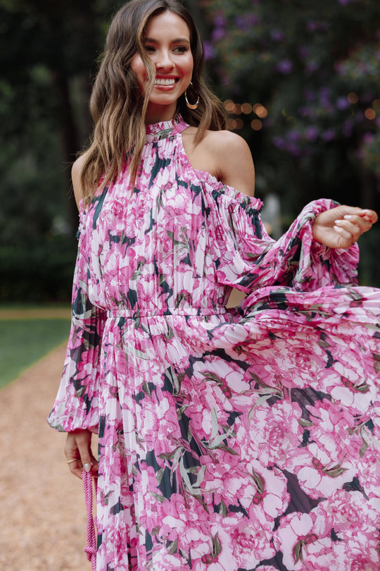 Dancing Petals Maxi Dress Pink