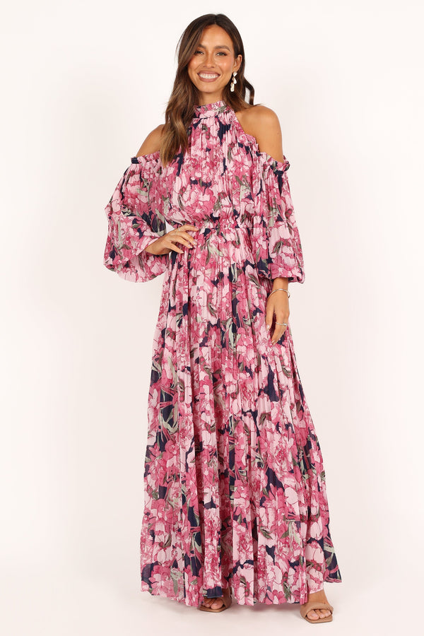 Petal and Pup USA DRESSES Hilary Pleated Maxi Dress - Pink Floral