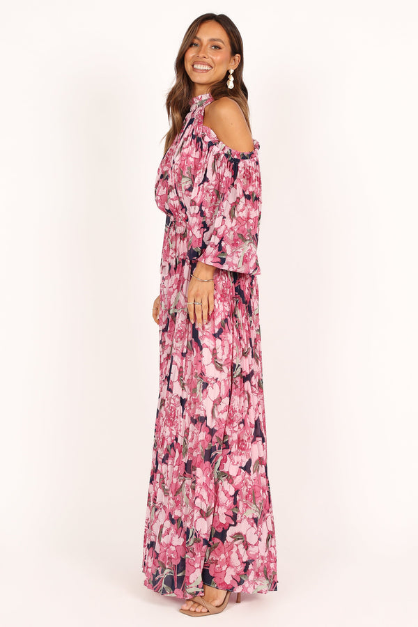 Petal and Pup USA DRESSES Hilary Pleated Maxi Dress - Pink Floral