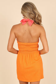 Petal and Pup USA DRESSES Jaded Halter Neck Mini Dress - Pink/orange