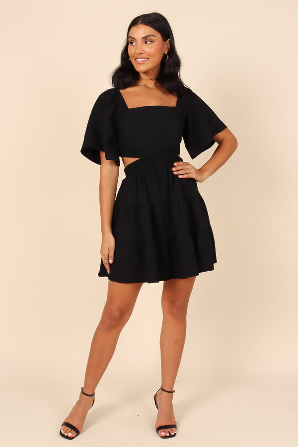 Petal and Pup USA DRESSES Jordyn Cut Out Mini Dress - Black