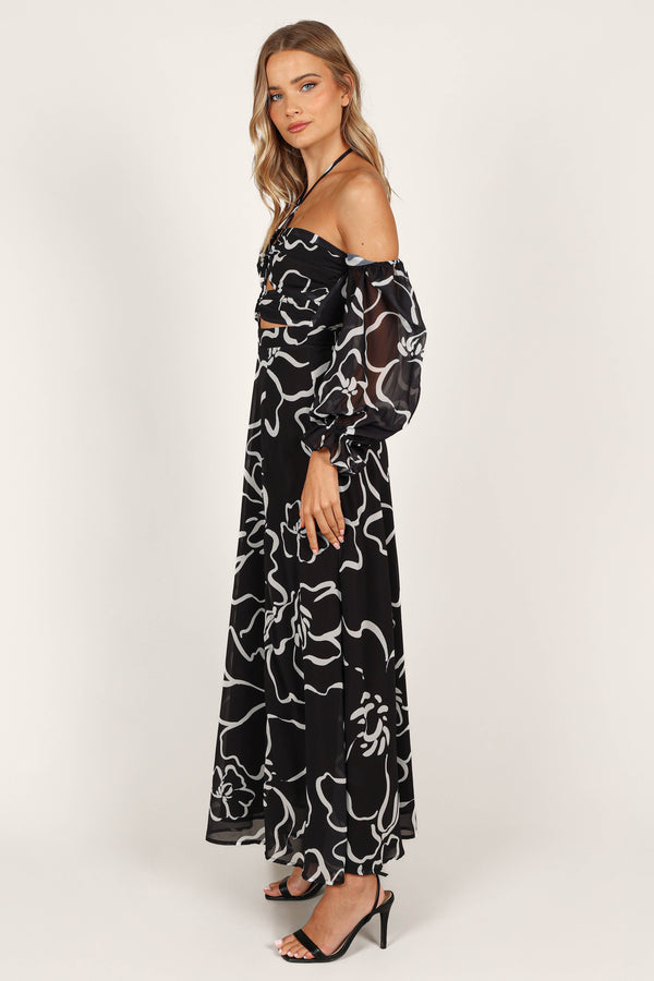 Petal and Pup USA DRESSES Karma Maxi Dress - White/Black Floral