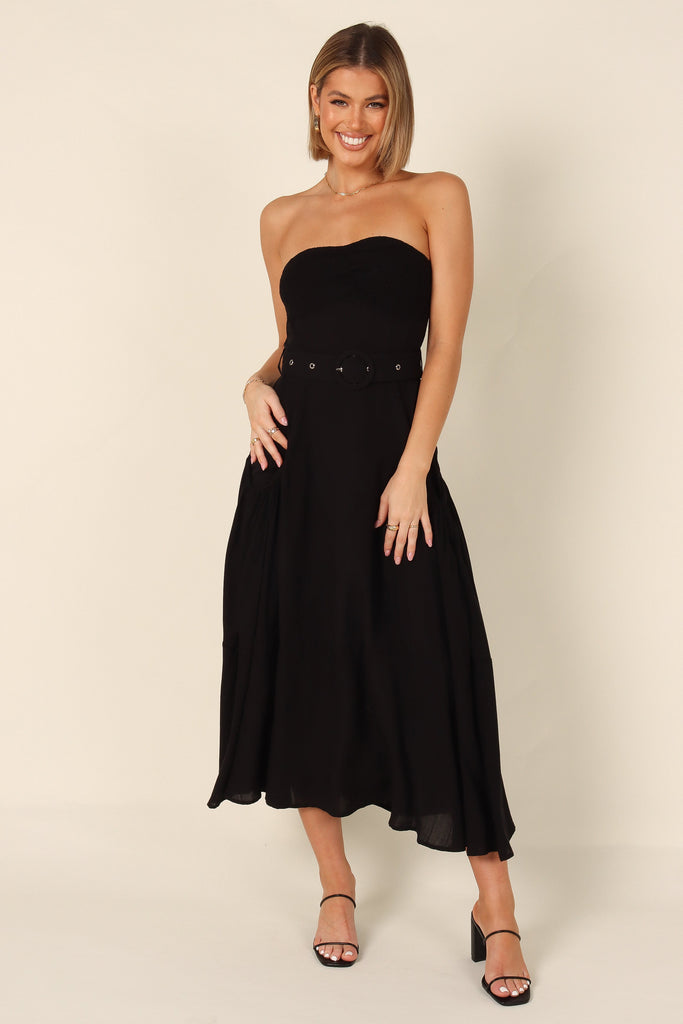 Strapless shop belted dress