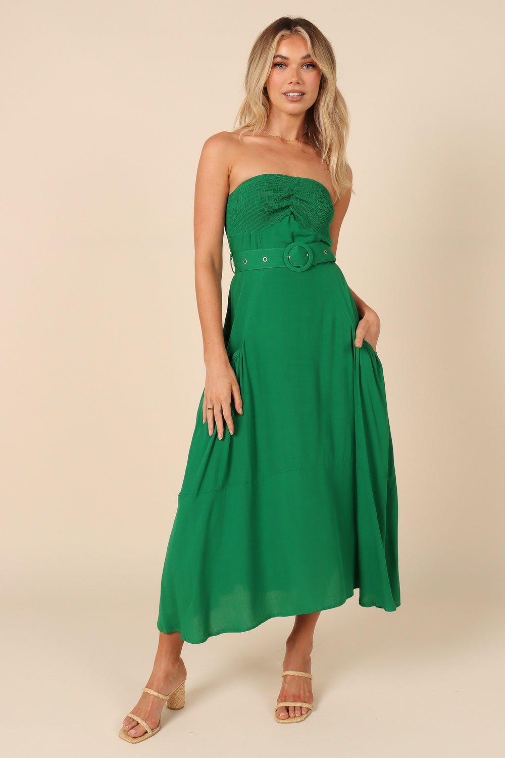 Petal and Pup USA DRESSES Kate Belted Dress - Green