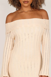 Petal and Pup USA DRESSES Kennedy Off Shoulder Knit Maxi Dress - Cream