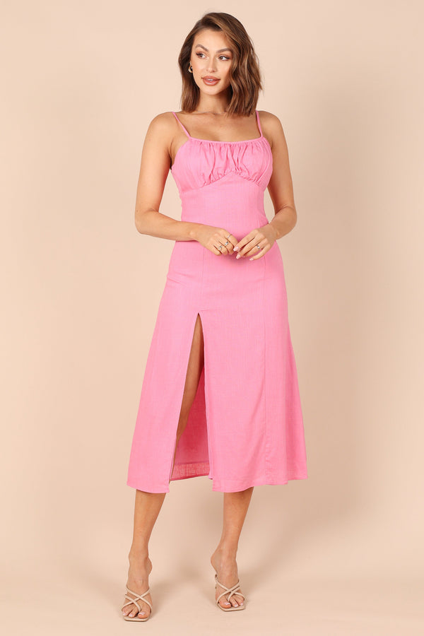 Petal and Pup USA DRESSES Krystal Midi Dress - Hot Pink