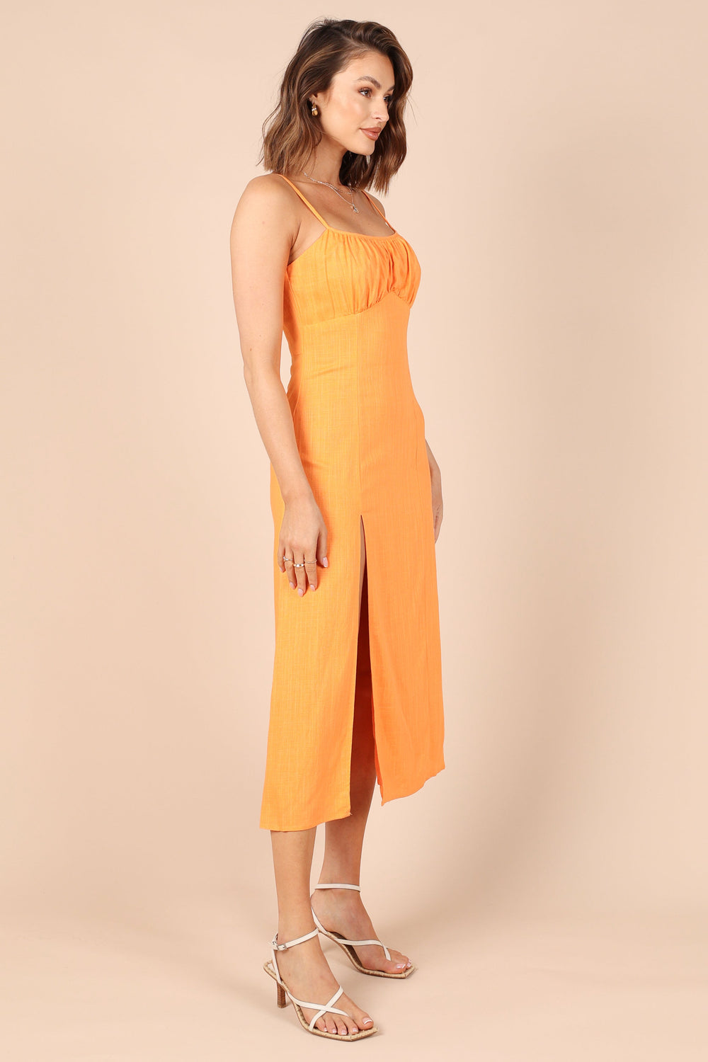 Petal and Pup USA DRESSES Krystal Midi Dress - Tangerine
