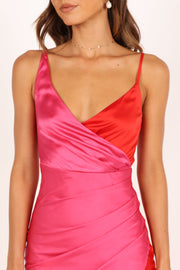 Lipa Colourblock Midi Slip Dress - Pink/Red - Petal & Pup USA