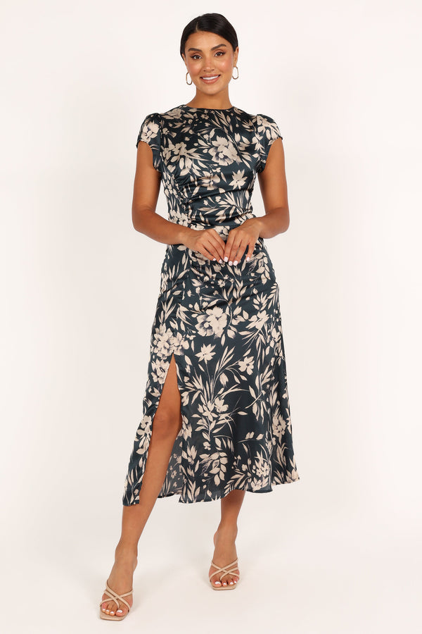 Petal and Pup USA DRESSES Lisbeth Midi Dress - Green Floral