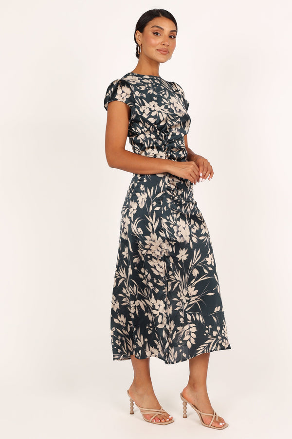 Petal and Pup USA DRESSES Lisbeth Midi Dress - Green Floral