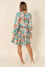 Petal and Pup USA DRESSES Madalin Mini Dress - Teal Floral (waiting on bulk)