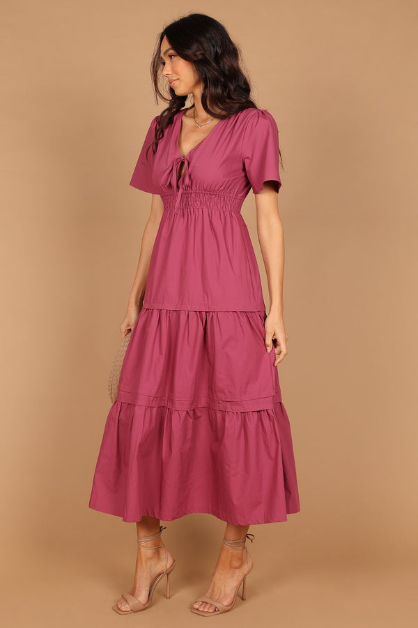 Petal and Pup USA DRESSES Madelyn Tiered Maxi Dress - Berry