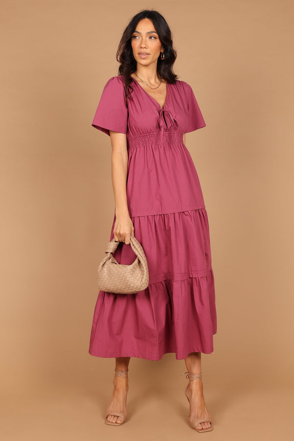 Petal and Pup USA DRESSES Madelyn Tiered Maxi Dress - Berry