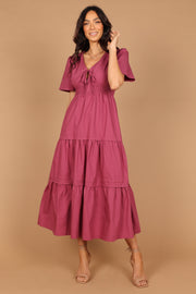 Petal and Pup USA DRESSES Madelyn Tiered Maxi Dress - Berry