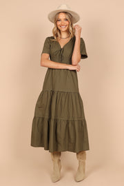 Madelyn Tiered Maxi Dress - Olive - Petal & Pup USA