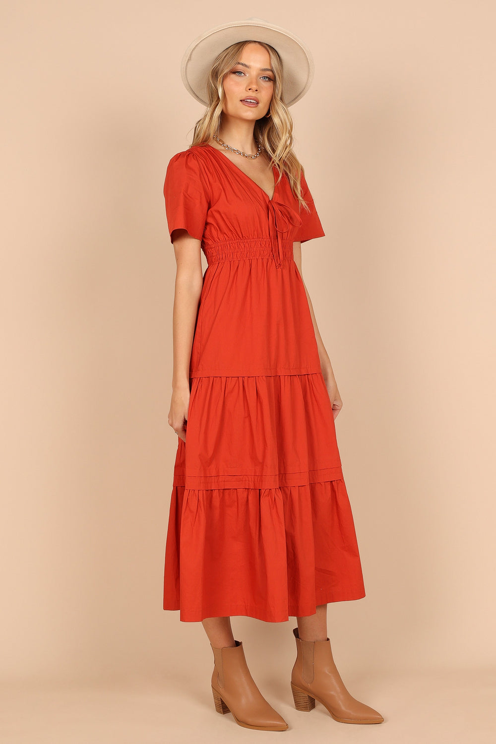 Petal and Pup USA DRESSES Madelyn Tiered Maxi Dress - Red
