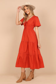 Petal and Pup USA DRESSES Madelyn Tiered Maxi Dress - Red