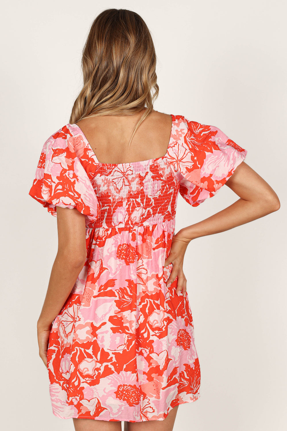 Petal and Pup USA DRESSES Maggie Mini Dress - Pink/Red Floral
