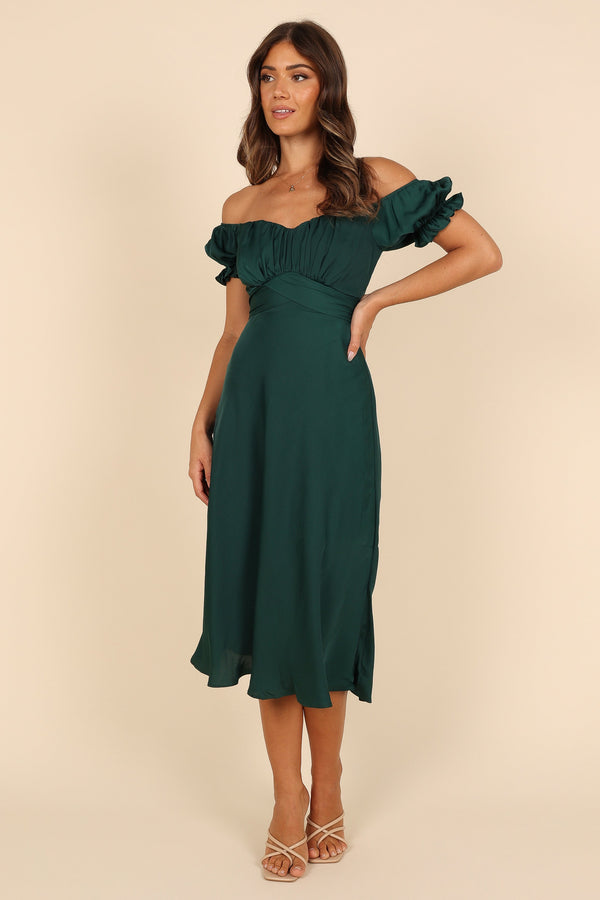 Petal and Pup USA DRESSES Mickenna Sweetheart Frill Midi Dress - Emerald