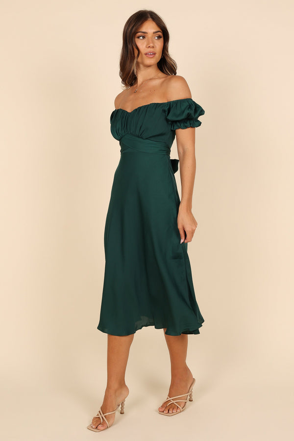 Petal and Pup USA DRESSES Mickenna Sweetheart Frill Midi Dress - Emerald