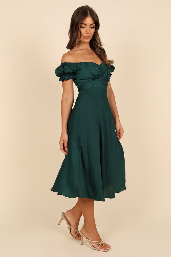 Petal and Pup USA DRESSES Mickenna Sweetheart Frill Midi Dress - Emerald