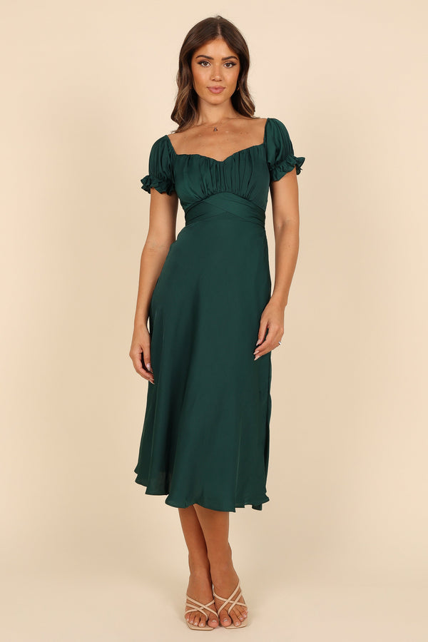 Petal and Pup USA DRESSES Mickenna Sweetheart Frill Midi Dress - Emerald