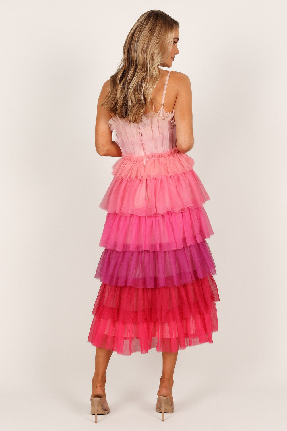 Petal and Pup USA DRESSES Minnie Tiered Tulle Midi Dress - Pink
