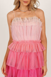 Petal and Pup USA DRESSES Minnie Tiered Tulle Midi Dress - Pink