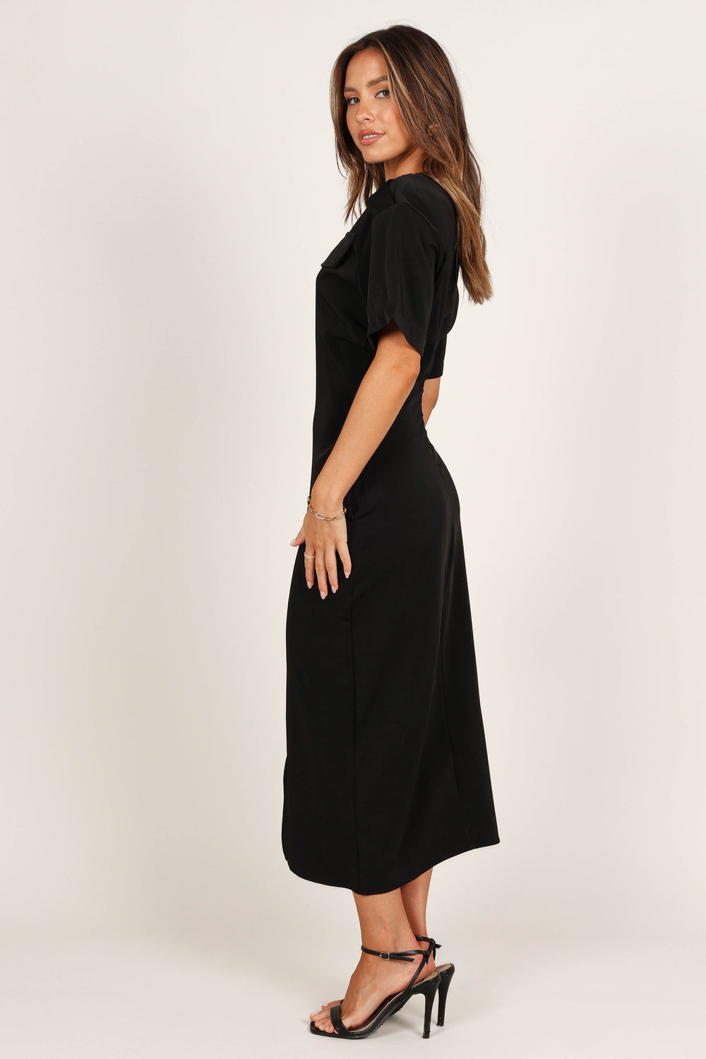 Petal and Pup USA DRESSES Natalie Midi Dress - Black