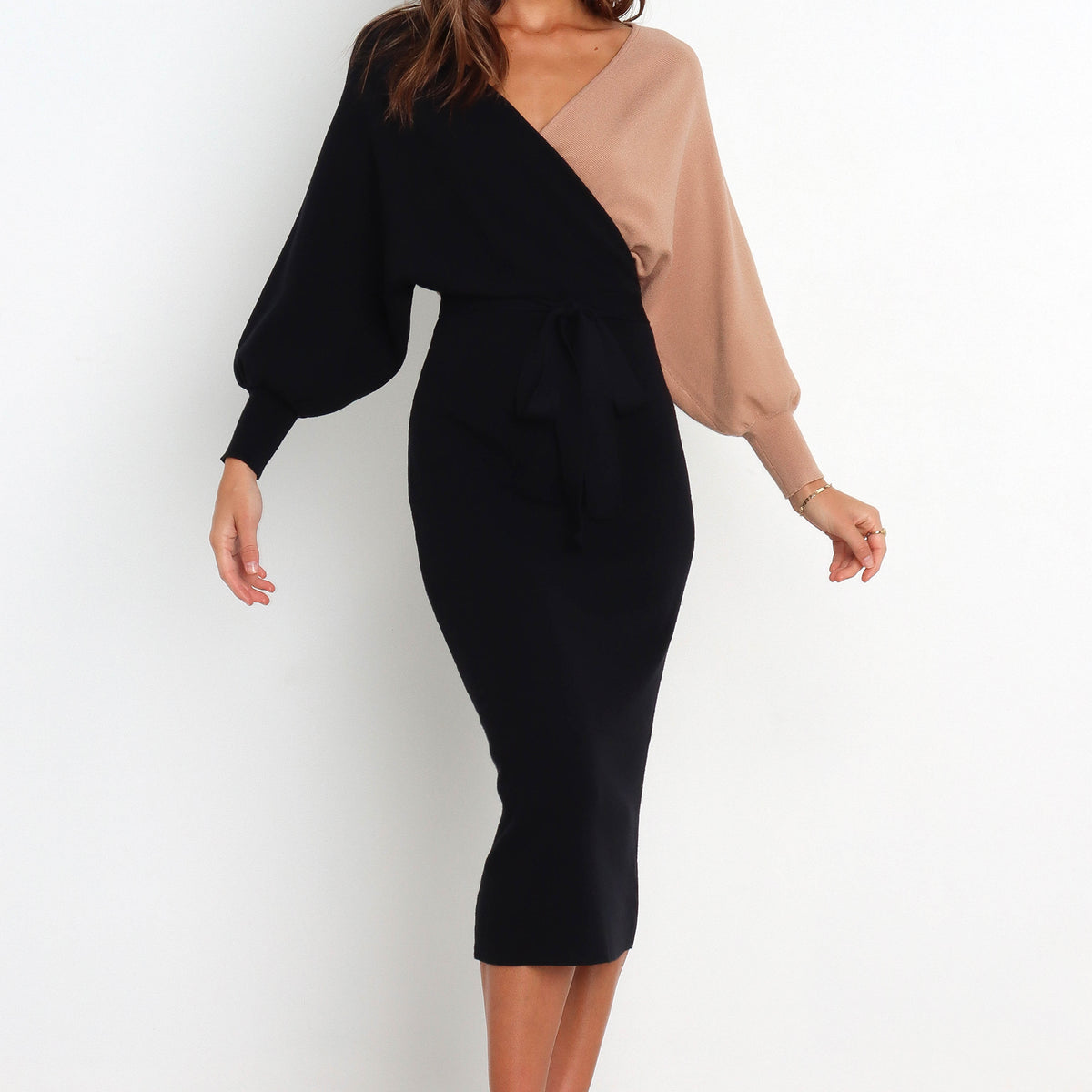 Nate Dress - Black/Beige