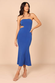 DRESSES @Nathalia Strapless Cutout Maxi Dress - Navy