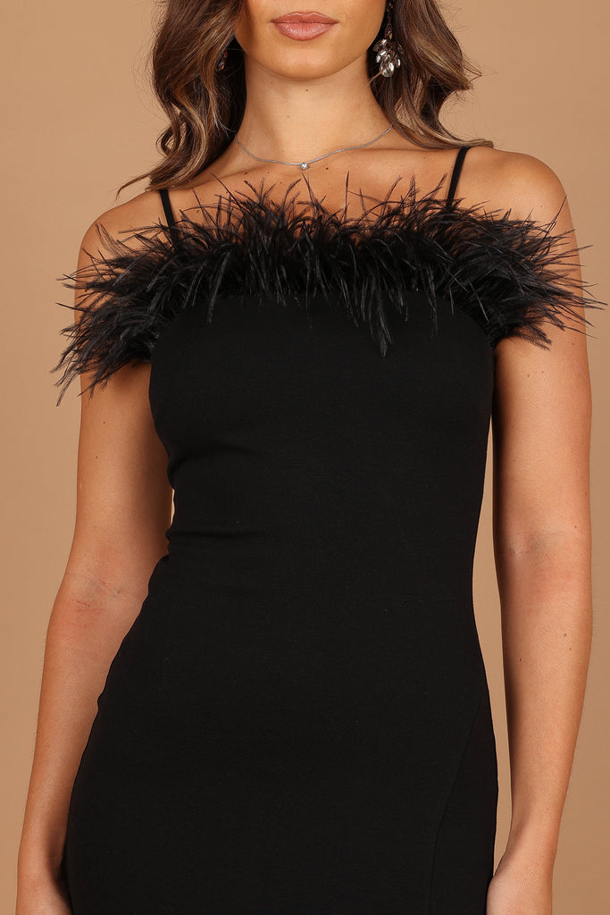 The Sleeveless Feather Trim Mini Dress - Black, Small - Boho Chic Style - Magnolia Boutique