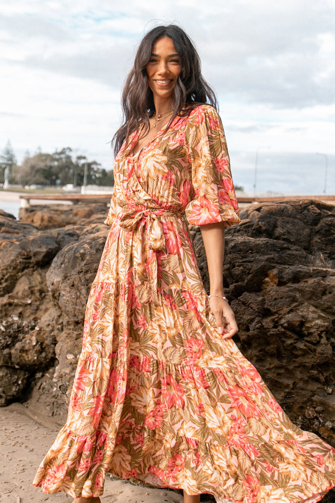 lys pære kunst Devise Pissaro Mid Sleeve Maxi Dress - Floral - Petal & Pup USA