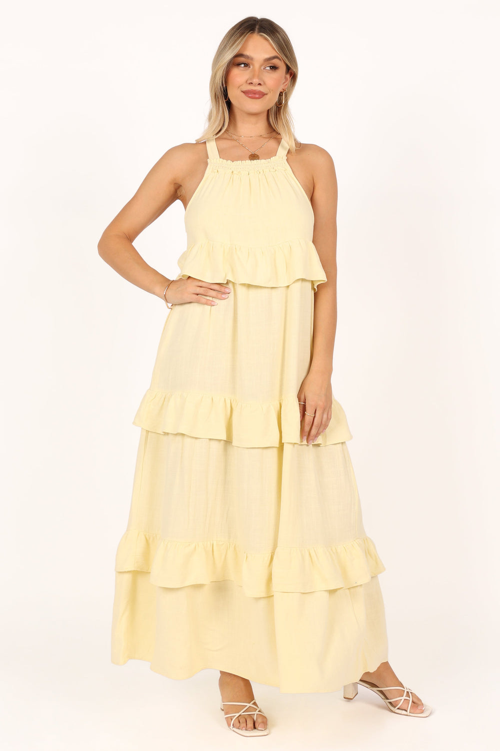 Petal and Pup USA DRESSES Priscilla Ruffle Maxi Dress - Butter Yellow
