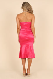 Petal and Pup USA DRESSES Romy Strapless Midi Dress - Hot Pink