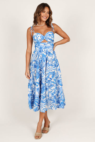 Rose Midi Dress - Blue/White | Petal & Pup USA Rose Midi Dress - Blue/White | Petal & Pup USA
