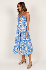 Petal and Pup USA DRESSES Rose Midi Dress - Blue/White