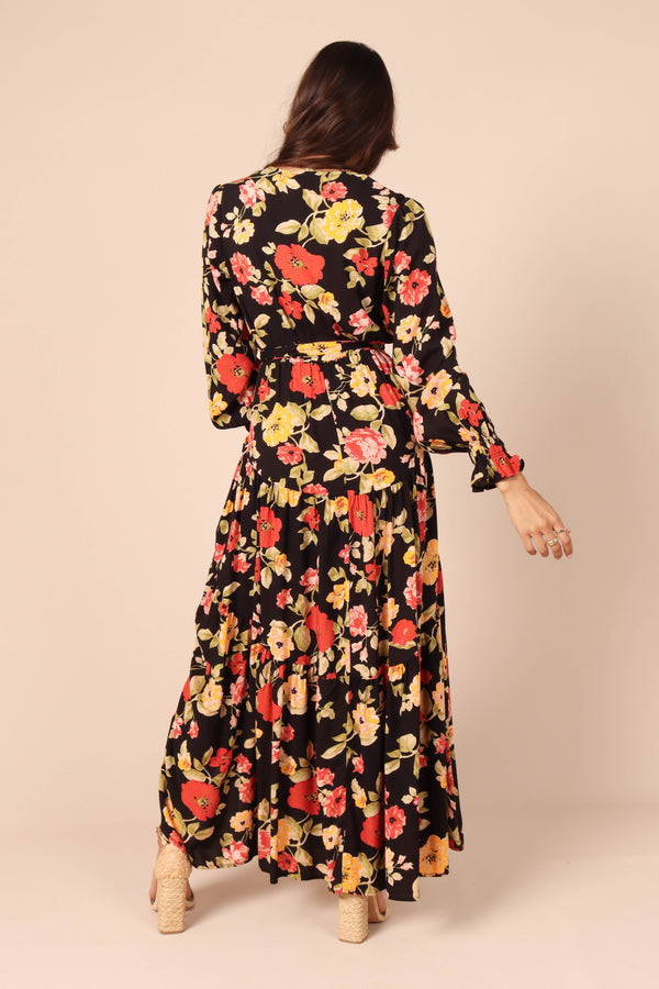 Petal and Pup USA DRESSES Ruana Maxi Dress - Black Floral