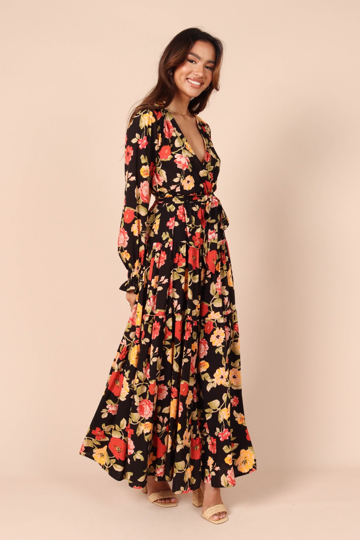 come a long way midi dress Sea Cornelia Print Long Sleeve Midi Dress