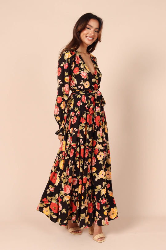 Ruana Maxi Dress - Black Floral - Petal & Pup USA