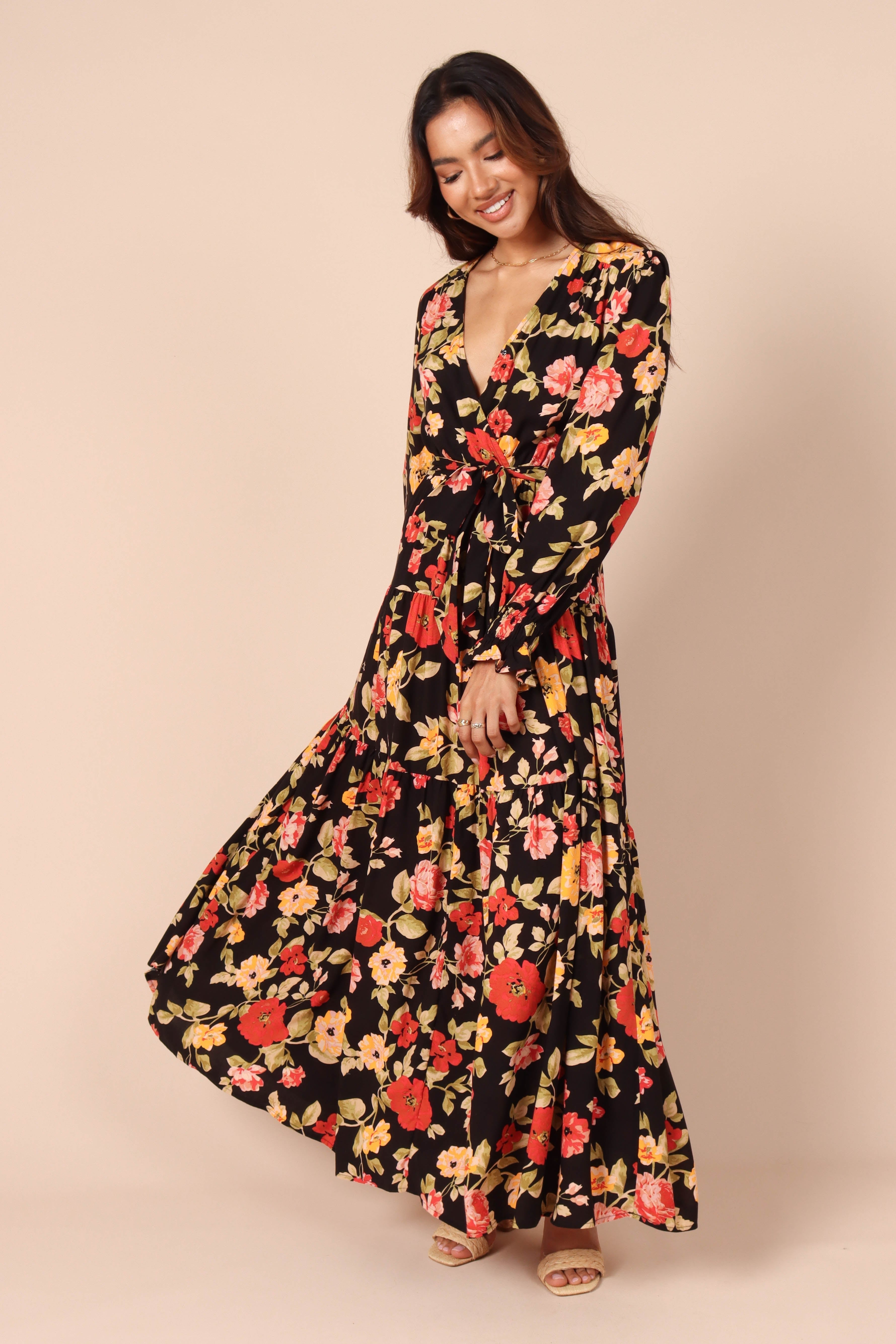 Stop Staring! PUG rose store black floral gown maxi dress 2X