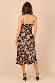 Petal and Pup USA DRESSES Saga Cut Out Midi Dress - Black Floral
