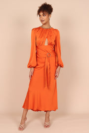Petal and Pup USA DRESSES Sanderson Long Sleeve Wrap Maxi Dress - Orange