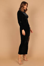 Crete Long Sleeve Maxi Dress - Black Floral - Petal & Pup