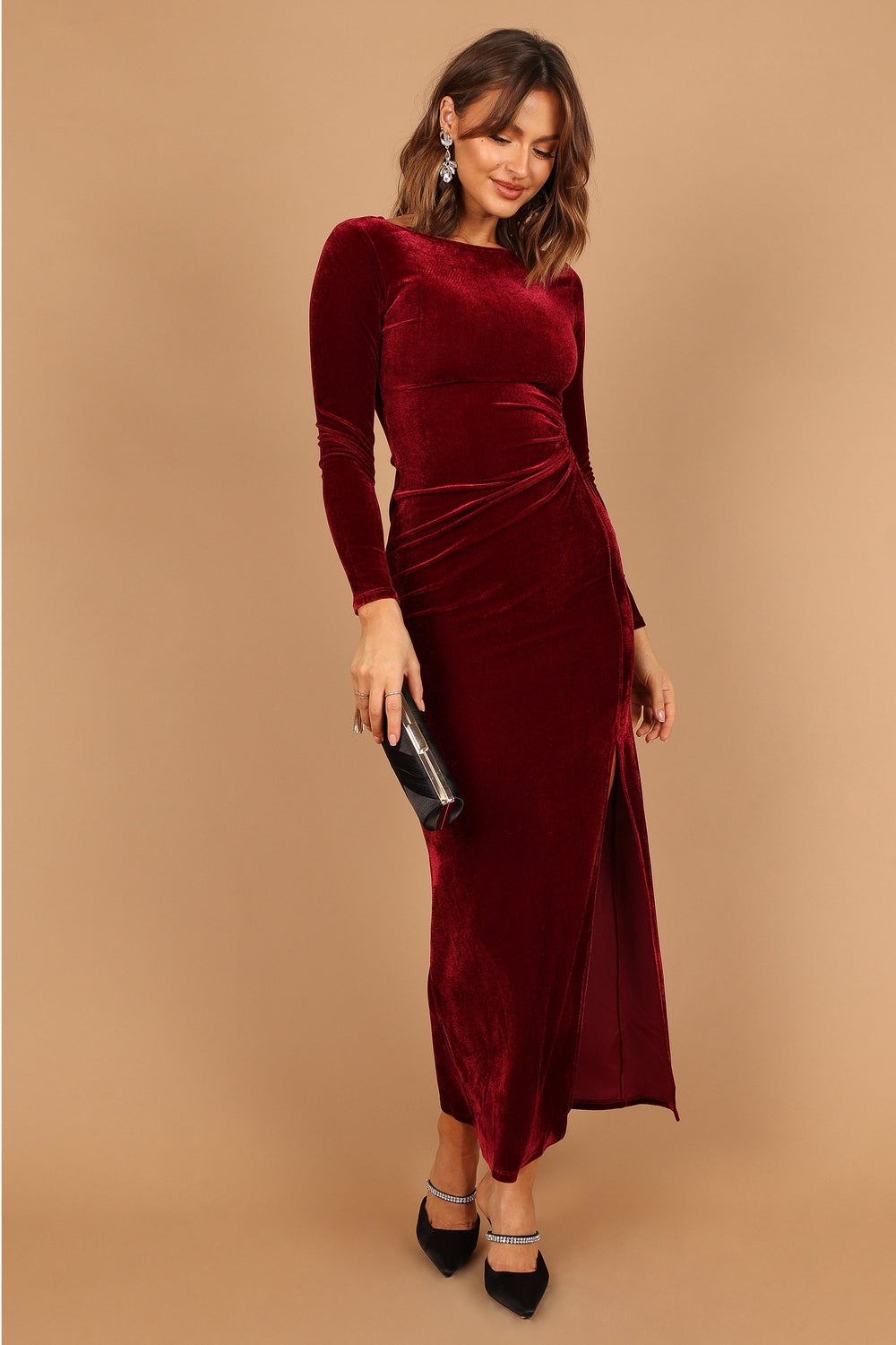 Petal and Pup USA DRESSES Sarine Long Sleeve Maxi Dress - Wine