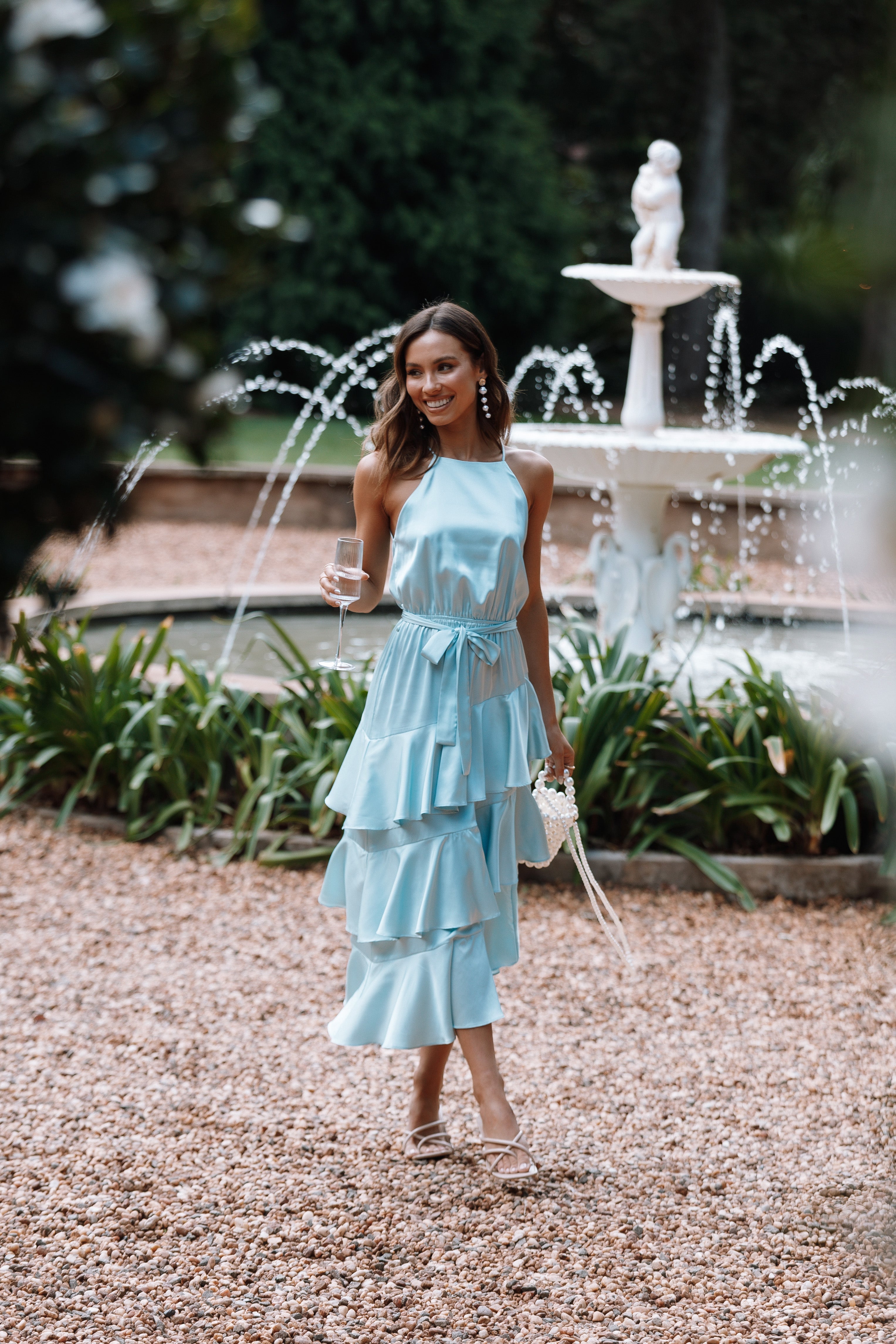 Baby blue ruffle outlet dress