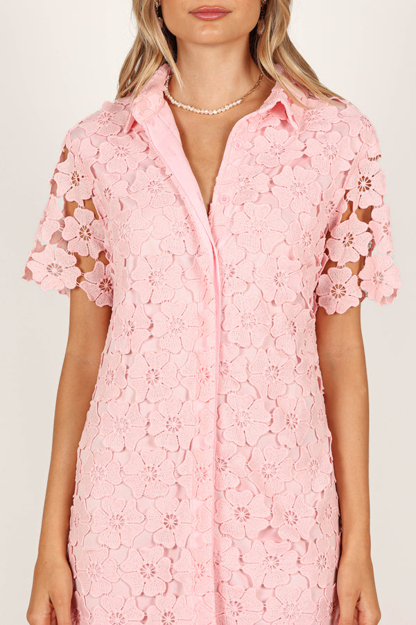 Petal and Pup USA DRESSES Tallie Button Up Mini Dress - Pink